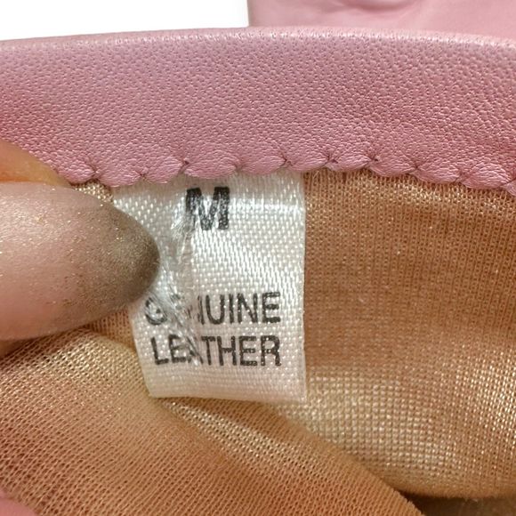 Vintage Light Pink Leather Gloves, Size M - Picture 7 of 8